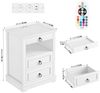 HOMECHO Nachttisch, mit LED, Steckdose & 3 Schubladen 1 Piece or 2 set, Weiß/Schwarz Bild 4