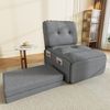 Flieks 2-in-1 Schlafsofa mit Ausziehfunktion – Einzelsessel & Gästebett, 195 × 81.5 × 90 cm, Leinenstoff, platzsparendes Multifunktionssofa, Grau Bild 3