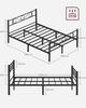 VASAGLE Bett 140 x 200 cm, Gästebett, Doppelbett aus Metall, Bettgestell, Bettrahmen, Metallbett, einfache Montage, tintenschwarz Bild 5