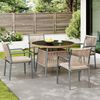Merax Garten-Essgruppe, Gartenmöbel-Set aus Rattan, Runder Glastisch + 4 Armlehnstühle, Eisengestell, grau Bild 2
