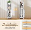 Schmaler Toilettenschrank mit 2 Offenen Fächern & 2 Abnehmbarer Ablage Badschrank Weiß Bild 3