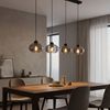 Hängeleuchte Esszimmer Hängelampe Pendelleuchte Rauchglas Schwarz 15572-4H Bild 2