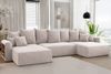 MEBLINI Schlafcouch mit Bettkasten - 350 x 160 x 78 cm - Creme Cordstoff - NAPLES - Ecksofa mit Schlaffunktion - Sofa mit Relaxfunktion und Kopfstützen - Couch U-Form - Eckcouch - Wohnlandschaft Bild 2