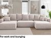 MEBLINI Schlafcouch mit Bettkasten - 350 x 160 x 78 cm - Creme Cordstoff - NAPLES - Ecksofa mit Schlaffunktion - Sofa mit Relaxfunktion und Kopfstützen - Couch U-Form - Eckcouch - Wohnlandschaft Bild 3