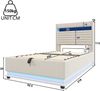 Polsterbett beige 218×92,5×113 cm aus Leinen-Stoff mit Hydraulik-Stauraum, doppelte LED-Leisten Bild 4