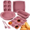 Refined Living Backform 7-tlg Antihaft Silikon Backformen Set Backzubehör Kuchenform, (Brotbackform Muffinform Rund mit Teigschaber Backpinsel torten set), Hitzebeständige für Backen Pizza Brot Kuchen Toast Cupcake Muffin Bild 4