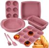 Refined Living Backform 7-tlg Antihaft Silikon Backformen Set Backzubehör Kuchenform, (Brotbackform Muffinform Rund mit Teigschaber Backpinsel torten set), Hitzebeständige für Backen Pizza Brot Kuchen Toast Cupcake Muffin Bild 5