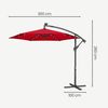 Songmics Sonnenschirm mit LED-Solar-Beleuchtung und Ständer, UPF 50+, Stahl rot, Ø 300 cm Bild 5