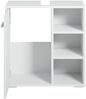 Badplaats Waschbeckenunterschrank Neptunus 60 x 30 cm Weiß Matt - Stehender Badezimmerschrank mit 1 Tür und offenen Fächern Bild 2