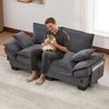 2-Sitzer Sofa aus Cord mit USB-C-Anschluss & Seitentaschen, 190 x 73 x 84 cm, Dunkelgrau Bild 4