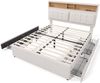 Polsterbett 140×200 cm mit USB/Typ-C & 4 Schubladen, höhenverstellbares Kopfteil, Beige Bild 5