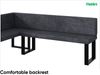 MEBLINI Eckbank für Esszimmer mit ausziehbarem Tisch - Küchenbank - Essecke - Sitzecke Küche - TONI - U-Beine 142x196x87cm Links - Dunkelgrau Samt/B Weiß Hochgl. Bild 5