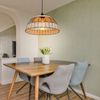 RGB LED Hängeleuchte, Rattan, Gittergeflecht, schwarz, braun, H 120cm Bild 3