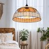RGB LED Hängeleuchte, Rattan, Gittergeflecht, schwarz, braun, H 120cm Bild 5