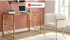 Vente-unique - CLOTILDE Büromöbel Glas Gold - B 60 cm x H 75,6 cm x L 120 cm Bild 2