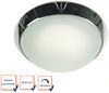 LED Deckenleuchte rund, Glas satiniert mit Klarrand, Dekorring Chrom, Ø 25cm Bild 3