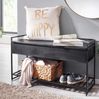 Sitzbank mit Stauraum Mango Massivholz Metall Schwarz 90x52x38cm Schuhregal Flurbank Bild 4