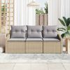 vidaXL Gartensofa-set mit Kissen 3 pcs Beige und Hellgrau Poly-Rattan 3355249 Bild 3