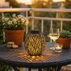 2x LED Solarleuchte, Metall, Schwarz Gold, H 90cm Bild 3