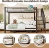 Flieks Etagenbett, Dreierbett Metallbett 90x200cm mit Ausziehbett 90x190cm Stauraumtreppe Bild 4