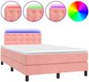 vidaXL Boxspringbett mit Matratze & LED Rosa 120x190 cm Samt 3270182 Bild 2