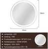 ZMH Beleuchteter Badezimmerspiegel – rund, 50 cm, LED, Wandmontage, Touch-Schalter, beschlagfrei, IP44, einstellbar 3000 K – 6500 K Bild 3
