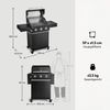 BURNHARD® Gasgrill 3-Brenner, 9,6 kW, Edelstahl-Stabbrenner, Piezo-Zündung, Edelstahlrost, große Grillfläche, Alu-Druckguss-Seitenteile – FRED Base - Schwarz - #947125 Bild 3