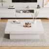 Couchtisch, mit Marmor-Optik & 4 Schubladen, 90x90x25 cm, Weiß Bild 3