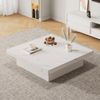 Couchtisch, mit Marmor-Optik & 4 Schubladen, 90x90x25 cm, Weiß Bild 2