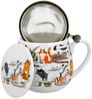 DUO ART GALLERY Fassbecher 430 ml CAT'S WORLD – LAZY CATS mit Teesieb, New Bone China Porzellan Bild 3