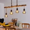 hofstein Pendelleuchte »Pomari« Hängelampe aus Metall/Holz/Kordel in Schwarz/Natur, ohne Leuchtmittel, 4xE27, mit Holzbalken im Retro/Vintage-Design, Höhe max. 173cm Bild 5