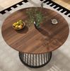 Runder Esstisch 80x80x76 cm, MDF Walnuss, schwarze Metallbeine Bild 2