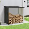 Juskys Holzunterstand Enno für Brennholz außen - Kaminholzregal aus Stahl - Unterstand für Kaminholz aus Metall in Anthrazit - Brennholzregal Bild 2