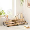 SONGMICS Gewürzregale, Küchenregale stehend, Küchen-Organizer, 2er Set, Holzwerkstoff, je 3 Ablagen, ausziehbar, stapelbar, für Speisekammer, Arbeitsplatte, naturbeige-tintenschwarz KCS016N01 Bild 2