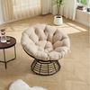 LVHOM Relaxsessel Papasansessel Rattanstuhl mit Kissen, 360° drehbar, Durchmesser 92 cm (Komfortables Sitzerlebnis, 10cm rundes Sitzkissen, ergonomisches Design, rutschfeste Füße, rostfreier Stahlrahmen, Belastbarkeit 130kg), geeignet für Wohnzimmer, S... Bild 4