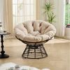 LVHOM Relaxsessel Papasansessel Rattanstuhl mit Kissen, 360° drehbar, Durchmesser 92 cm (Komfortables Sitzerlebnis, 10cm rundes Sitzkissen, ergonomisches Design, rutschfeste Füße, rostfreier Stahlrahmen, Belastbarkeit 130kg), geeignet für Wohnzimmer, S... Bild 2