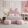 Polsterbett, Samt mit Stauraum & LED-Hasenohren, 140x200 cm, Rosa, ohne Matratze Bild 2