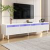 TV-Schrank 178 cm Weiß,Lowboard mit 4 Schubladen aus MDF & Acryl, modernes Sideboard mit Kabeldurchlässen Bild 2