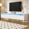 TV-Schrank 178 cm Weiß,Lowboard mit 4 Schubladen aus MDF & Acryl, modernes Sideboard mit Kabeldurchlässen Bild 5