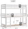 Etagenbett mit Matratzen 90x200 cm Kinderbett Dreifachbett Hochbett Weiß Holz Stockbett Bild 3