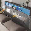 Merax LED Doppelbett 140x200 Polsterbett aus Leinen mit Stauraum-Kopfteil & Lattenrost aus Holz Grau Bild 3