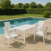 Dmora Outdoor Lounge Set Lograto, Outdoor und Indoor Lounge Set, Feststehender rechteckiger Tisch mit 4 stapelbaren Stühlen, Made in Italy, Weiß Bild 2