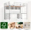 Hochbett mit Schreibtisch, Schubladen, Regal, Lattenrost, Rausfallschutz und Schubladen, 90x200 cm, Kinderbett, Holzbett Bild 5