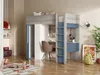 Vente-unique - NICOLAS Bett Holz, Platte BlauWeiß - B 110 cm x H 183,1 cm x L 205,2 cm Bild 2