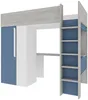 Vente-unique - NICOLAS Bett Holz, Platte BlauWeiß - B 110 cm x H 183,1 cm x L 205,2 cm Bild 3