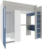 Vente-unique - NICOLAS Bett Holz, Platte BlauWeiß - B 110 cm x H 183,1 cm x L 205,2 cm Bild 4