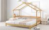 Kinderbett 90/180x200 cm ausziehbar Hausbett aus Massivholz (Kiefer) mit dreiseitigem Rausfallschutz, platzsparendes Design,Natur Bild 4
