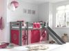 Kinderbett mit Rutsche Karolina Massivholz Grau Textilset Flower Bild 2