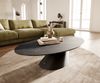 Couchtisch Edge Oval 140x80 cm Keramik Laminam® Noir Desir Braun Conis Metall Schwarz Bild 1
