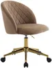 Vente-unique - PORIANI Office chair Samt Beige - B 55,5 cm x H 84 cm74 cm x L 54 cm Bild 3